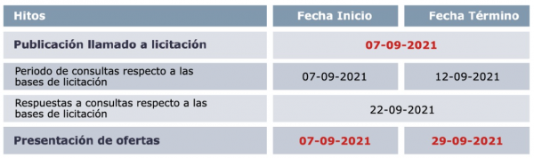 Tabla de hitos